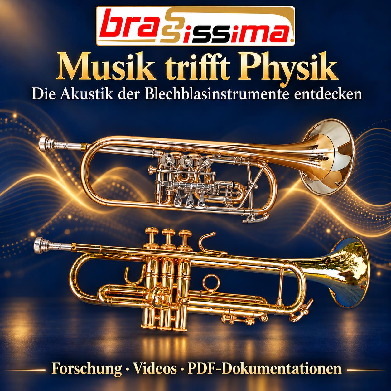 Brassissima – Musik trifft Physik: zwei Trompeten mit Schallwellen; Forschung, Videos und PDF-Dokumentationen