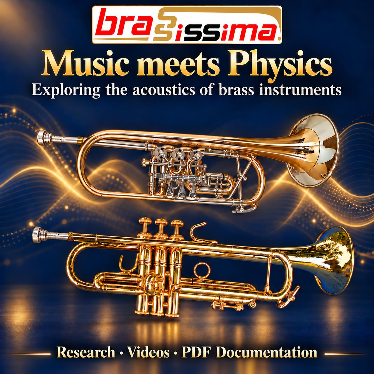Brassissima – Music meets Physics: two trumpets with acoustic waves; research, videos and PDF documentation